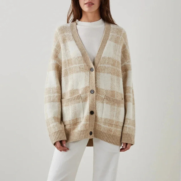 Rails Runi Oversized Cardigan Ivory Sand Plaid - Picture 1 of 5